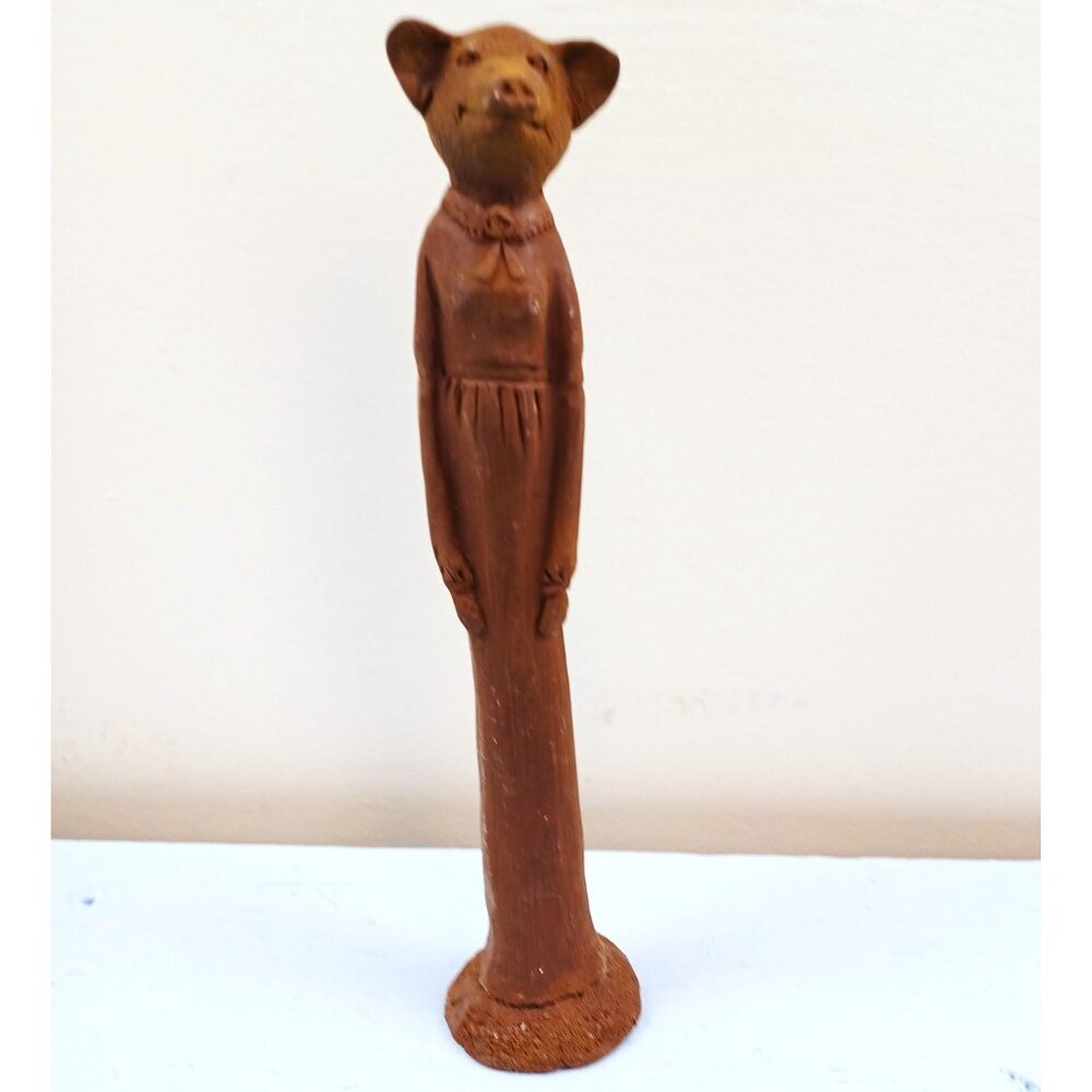 Vintage 1991 Handcrafted Tall Crushed Pecan Shell Anthropomorphic Figurine Of A